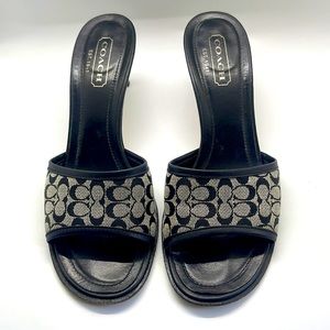 Vintage Coach Logo kitten heel sandals